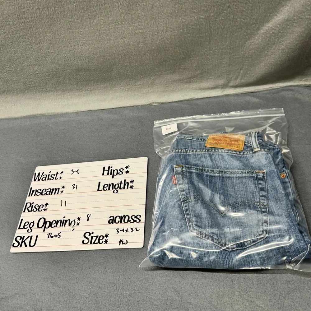 Levi's 505 Jeans Mens 34x32 (34x31 ACTUAL)‎ Regular Fit Blue Denim Classic